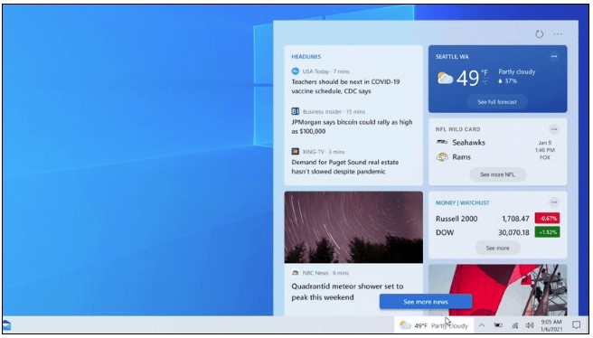 The big taskbar update for Windows 10s with news and weather is coming soon